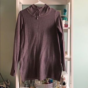 Purple cowl neck hood sweater